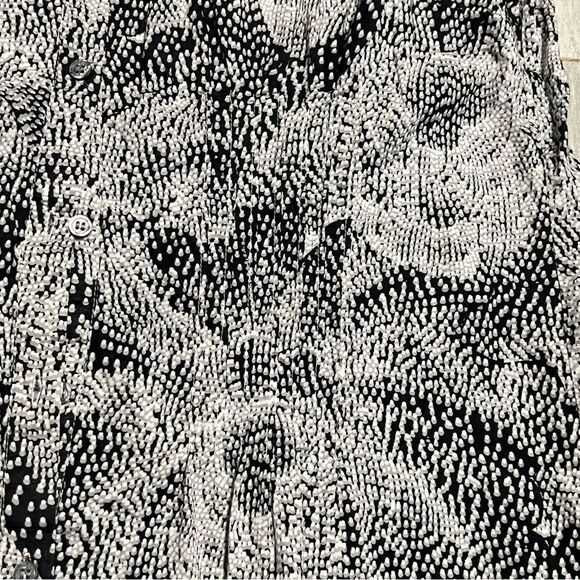 VTG 90s The Limited Black White Dot Floral Puff Cap Short Sleeve Button Shirt L - Picture 7 of 15